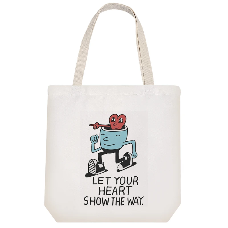 ساک خرید پارچه ای خندالو طرح Let Your Heart Show The Way مدل توت بگ کد 6660