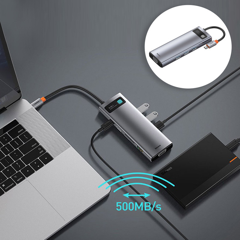 هاب 9 پورت usb-c باسئوس مدل CAHUB-CU0G