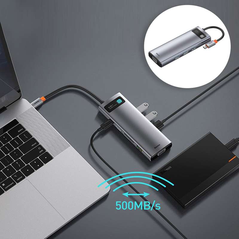 هاب 9 پورت usb-c باسئوس مدل CAHUB-CU0G هاب 9 پورت usb-c باسئوس مدل CAHUB-CU0G