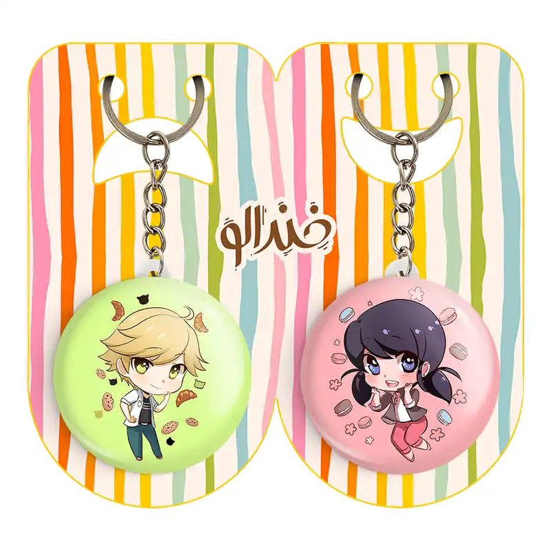 جاکلیدی خندالو مدل دختر کفشدوزکی و پسر گربه ای کد 34713465 مجموعه 2 عددی