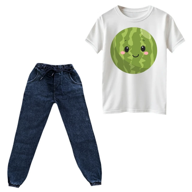 ست تی‌شرت و شلوار دخترانه مدل هندوانه یلدایی کد5