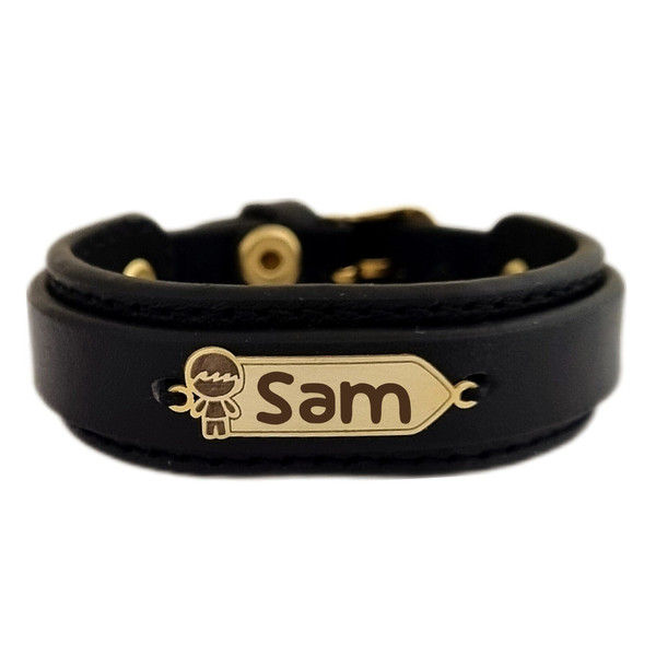دستبند طلا 18 عیار بچگانه لیردا مدل اسم سام  KDK
