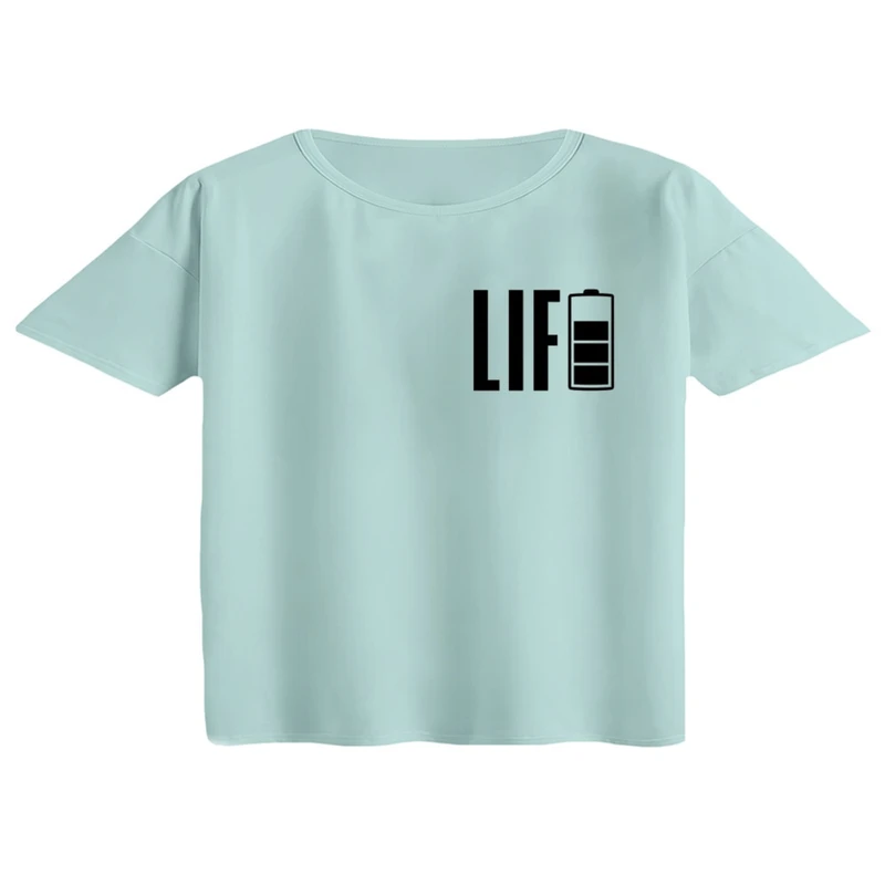 کراپ تی‌شرت آستین کوتاه زنانه مدل لایف