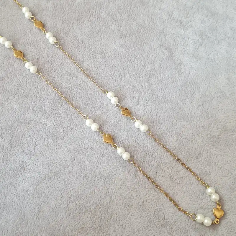 گردنبند زنانه مدل رومانتویی مرواریدی قلبی