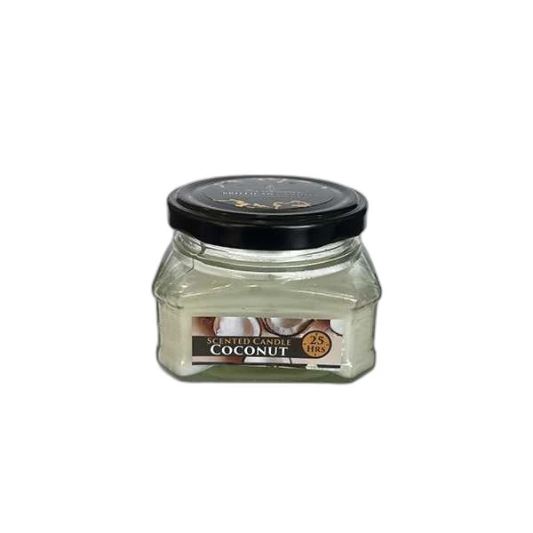 شمع دست ساز معطر مدل چهار ضلعی با رایحه نارگیل زمان اتمام 25 ساعت