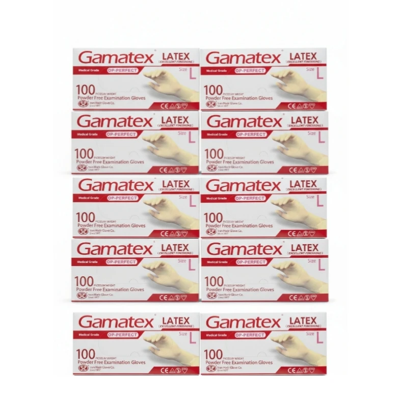 دستکش لاتکس غیر پودری حریر مدل اوپی پرفکت سایز بزرگ (L) بسته 1000 عددی