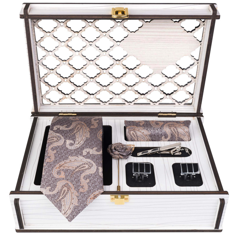 ست کراوات و دستمال جیب و دکمه سردست و گل کت مردانه جیان فرانکو روسی مدل GF-PA840-BOX