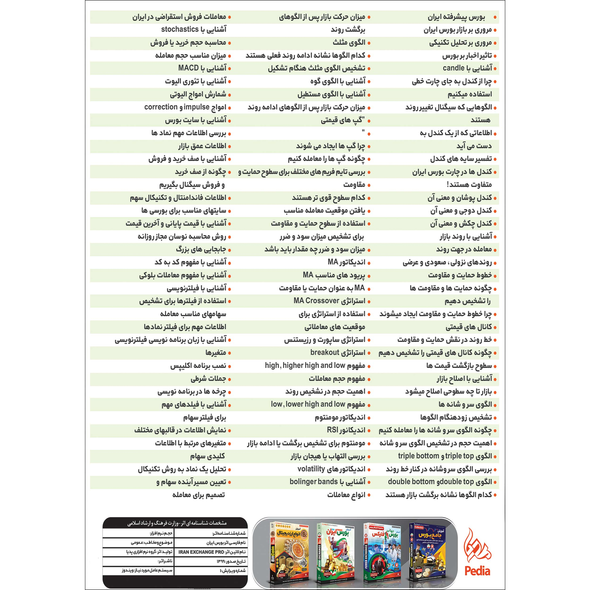 نرم افزار آموزش بورس پیشرفته به همراه تکنیکال و تابلو خوانی در بازار بورس ایران نشر پدیا سافت