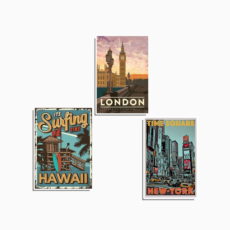 استیکر لپ تاپ و موبایل گوفی طرح شهر های معروف مجموعه 3 عددی 