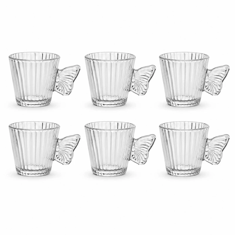 لیوان مدل پروانه ایی شیار دار مجموعه 6 عددی 
