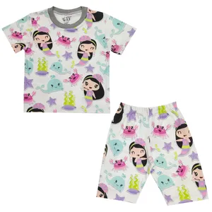 ست تی شرت و شلوارک دخترانه آویراد مدل پری دریایی