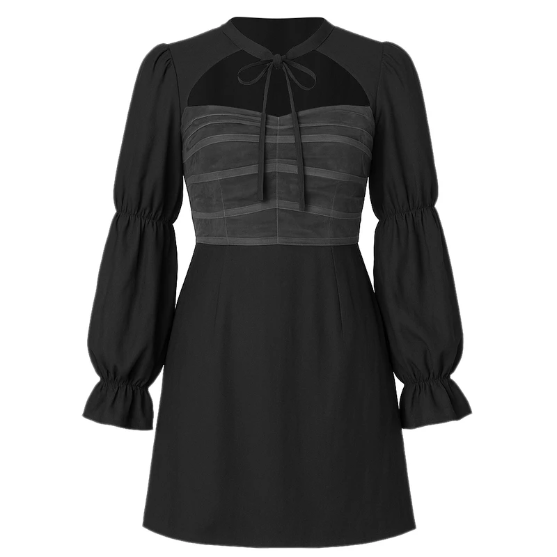 پیراهن یقه خشتی زنانه مدل توری رنگ مشکی