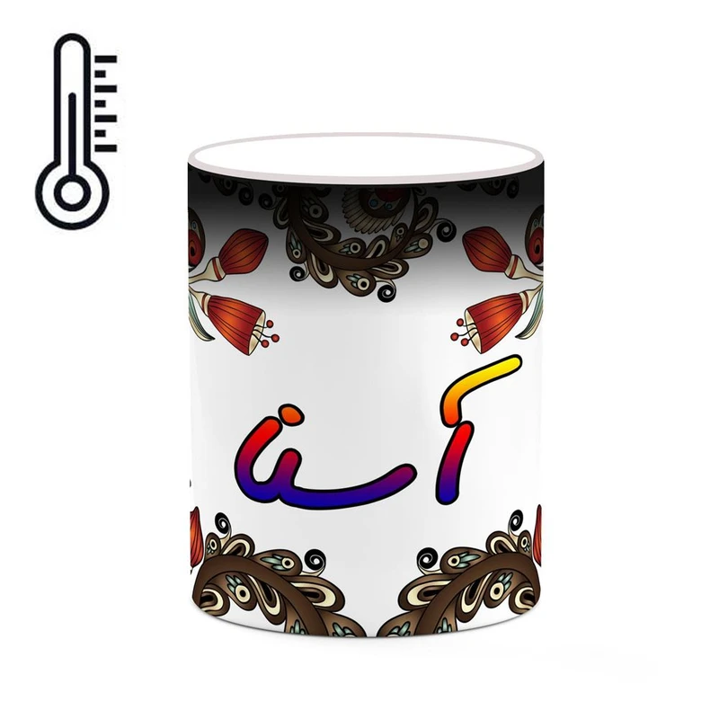 ماگ حرارتی کاکتی مدل اسم آسنا طرح سنتی گل و بته کد mgh43624