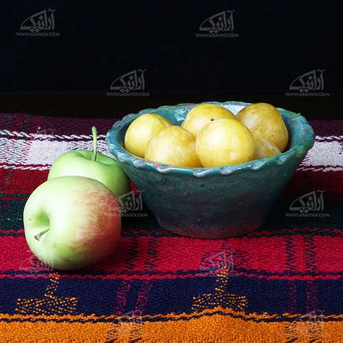 کاسه سفالی آرانیک لعاب ساده رنگ ‏سبز‏ طرح ‏لب چین‏ مدل  1004000022