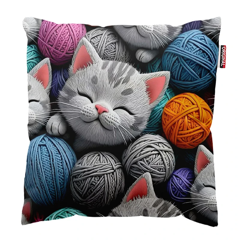 کوسن پاد آفرین طرح گربه بامزه کد 2908 سایز 30*30 سانتی متر