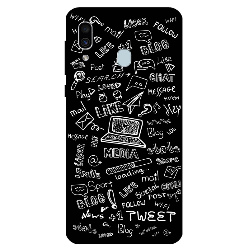 کاور مگافون طرح رسانه های اجتماعی مدل 1898 مناسب برای گوشی موبایل سامسونگ Galaxy A20 / A30 / M10 S         