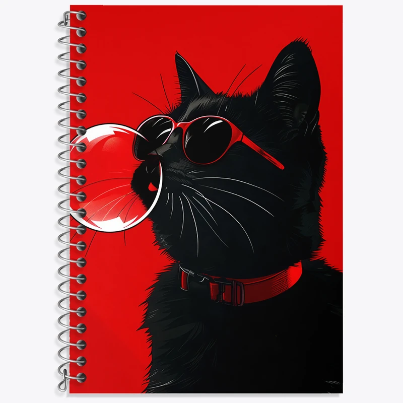 دفتر زبان 50 برگ خندالو مدل دو خط طرح گربه (Cat) کد N2948