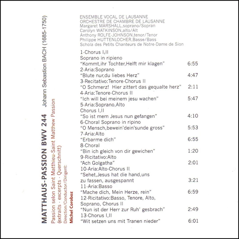 آلبوم موسیقی MATTHAUS PASSION BWV244 اثر یوهان سباستین باخ