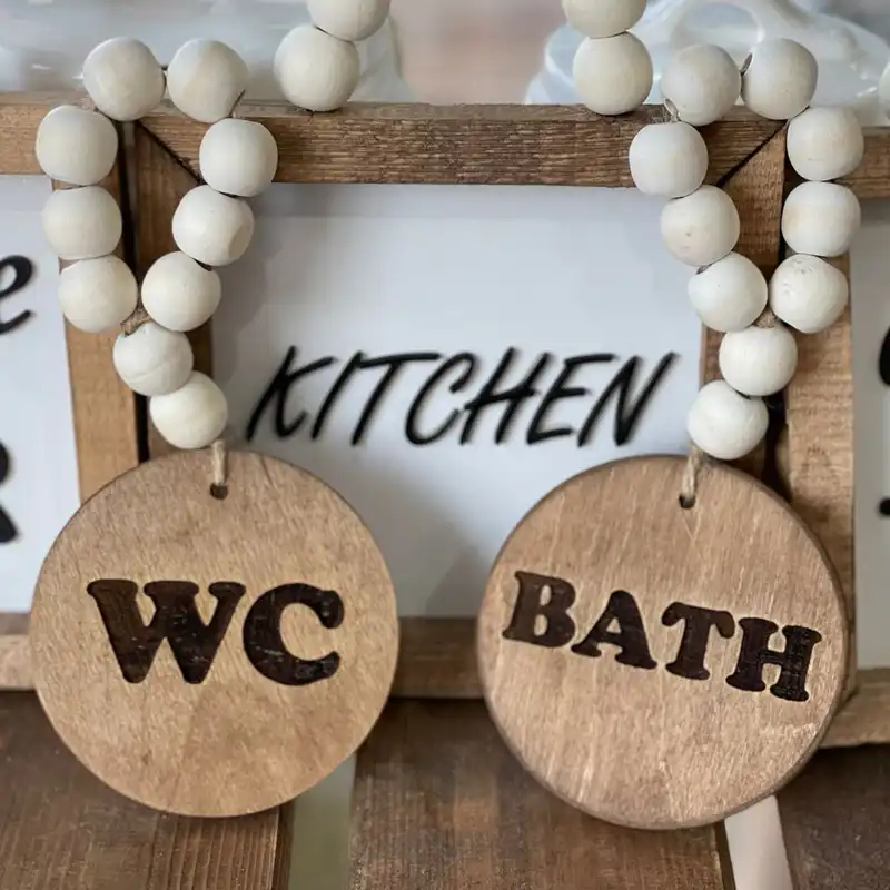 آویز تزیینی مدل تابلو نشانگر سرویس بهداشتی و حمام طرح مهره مجموعه دو عددی