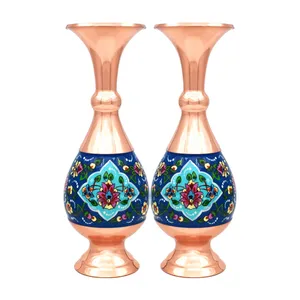 گلدان میناکاری مسی طرح نقاشی پرداز کد 20 بسته 2 عددی