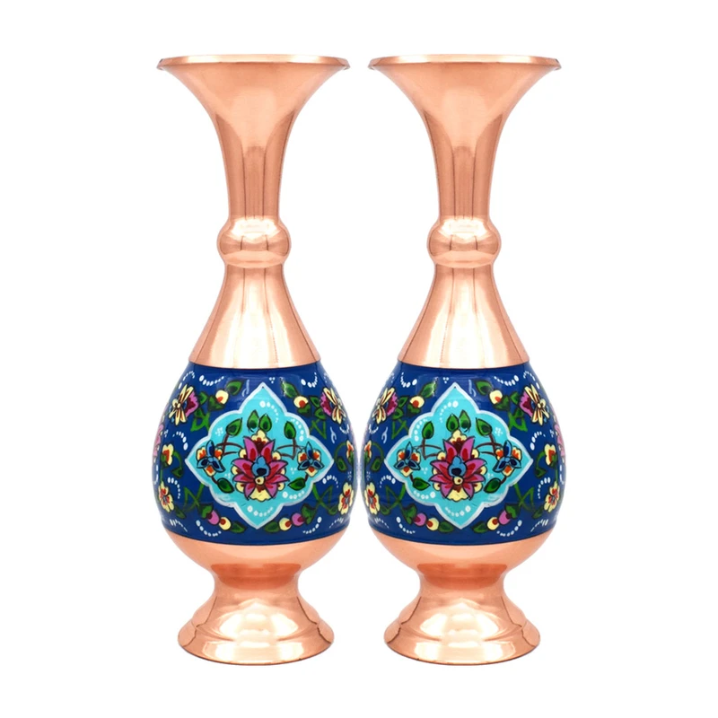 گلدان میناکاری مسی طرح نقاشی پرداز کد 20 بسته 2 عددی