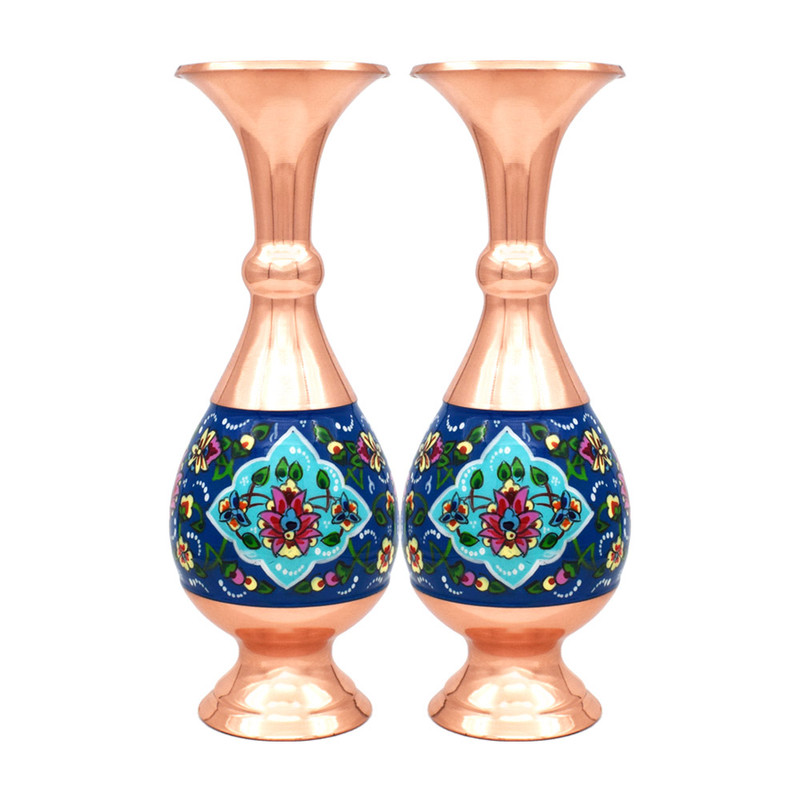 گلدان میناکاری مسی طرح نقاشی پرداز کد 20 بسته 2 عددی
