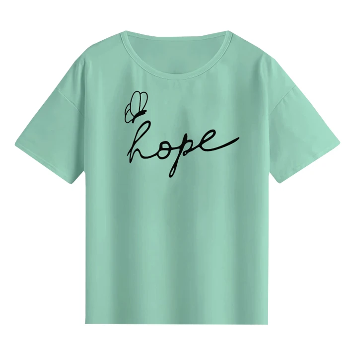 تی‌شرت لانگ آستین کوتاه زنانه مدل hope کد A1083-PS