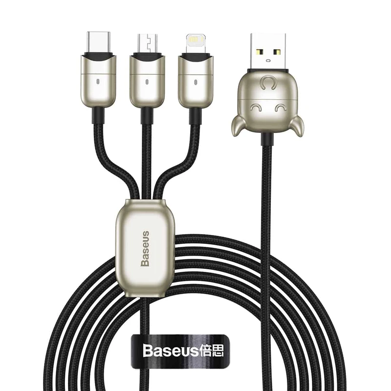 کابل تبدیل USB به USB-C / microUSB / لایتنینگ باسئوس مدل CAMLT-YE01 طول 1.2 متر