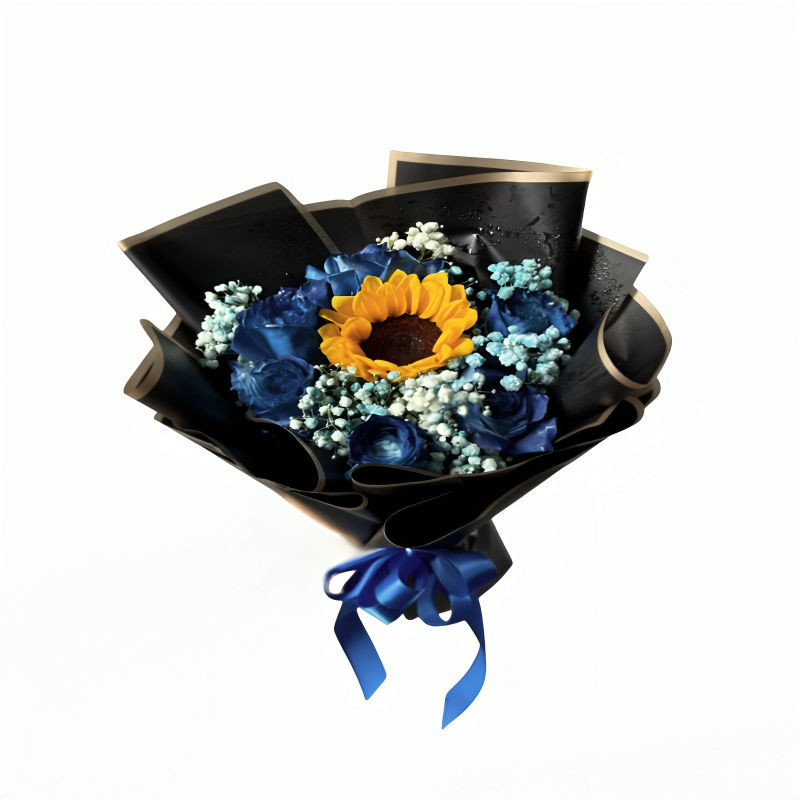 دسته گل رز، آفتابگردان، عروس طبیعی مدل 123