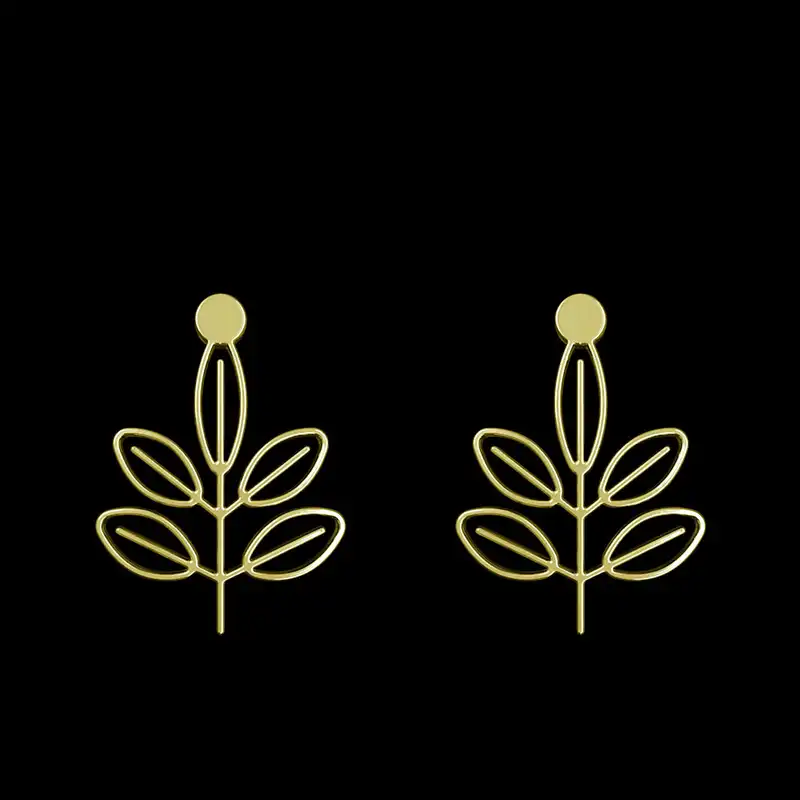 گوشواره طلا 18 عیار زنانه مدوپد مدل برگ کد GA1-15862