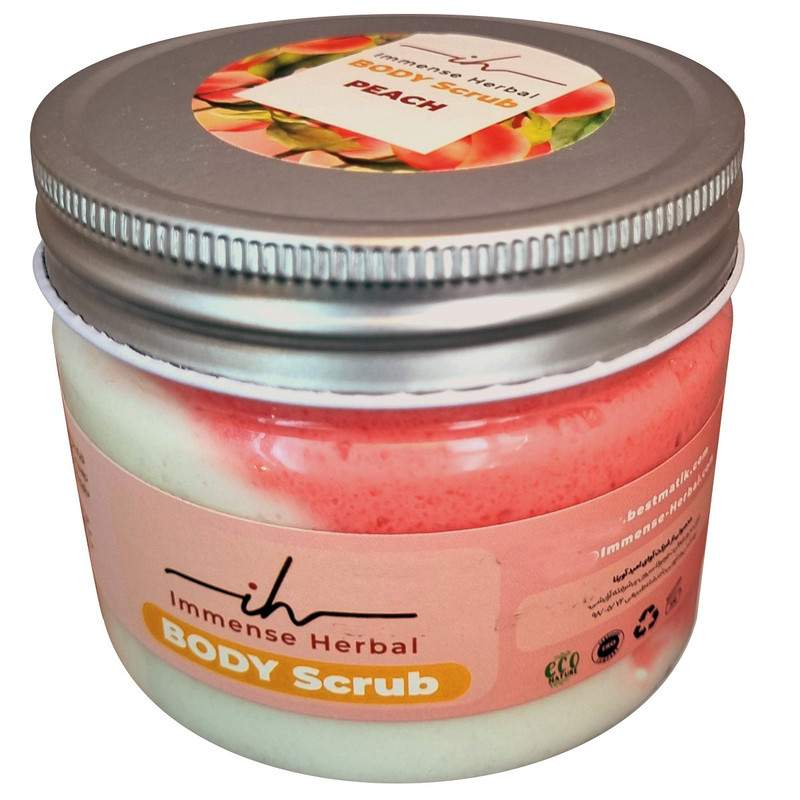 اسکراب لایه بردار پوست ایمنس هربال مدل میکس هلو و شی باتر وزن 620 گرم
