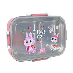 ظرف غذای کودک مدل لبوبو و کرومی استیل به همراه قاشق