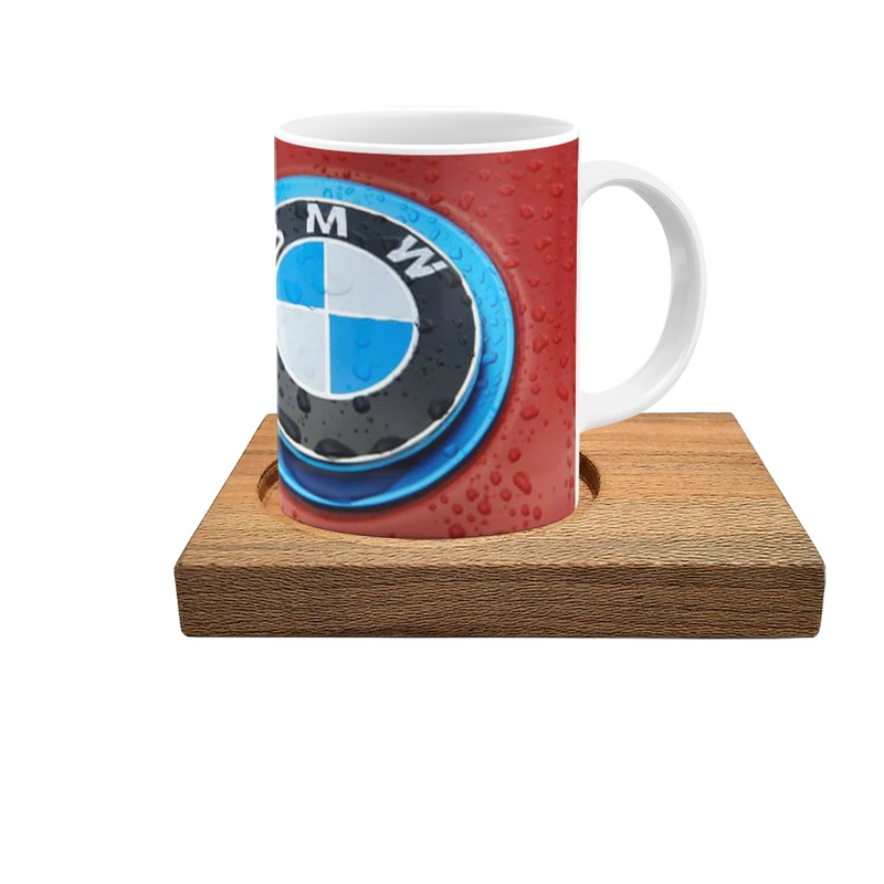 ماگ گالری وبفر طرح bmw مدل سرامیکی به همراه زیر لیوانی