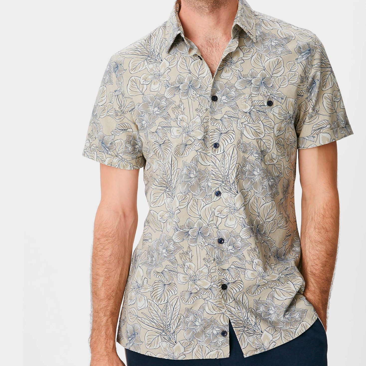 پیراهن آستین کوتاه مردانه سی اند ای مدل هاوایی CHL -  - 3