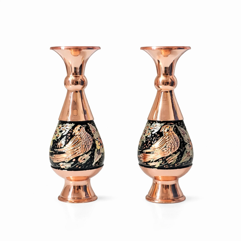 گلدان مسی مدل الماس تراش کد 1602 بسته دو عددی