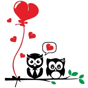 استیکر دیواری کودک مهدیار طرح جغد عاشق کد SD111