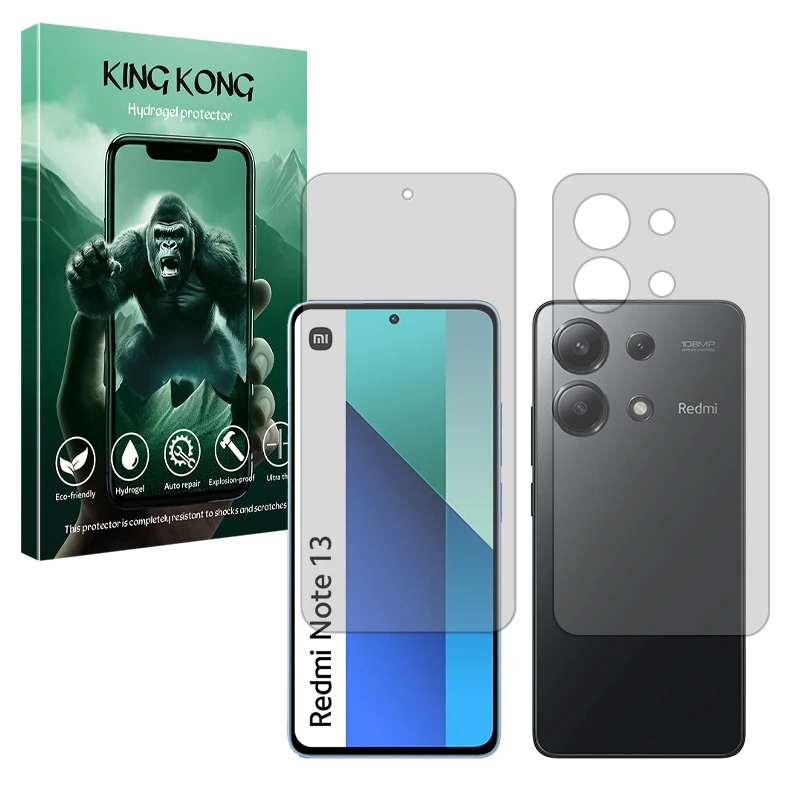 محافظ صفحه نمایش مات کینگ کونگ مدل Tough مناسب برای گوشی موبایل شیائومی Redmi Note 13 4G به همراه محافظ پشت گوشی