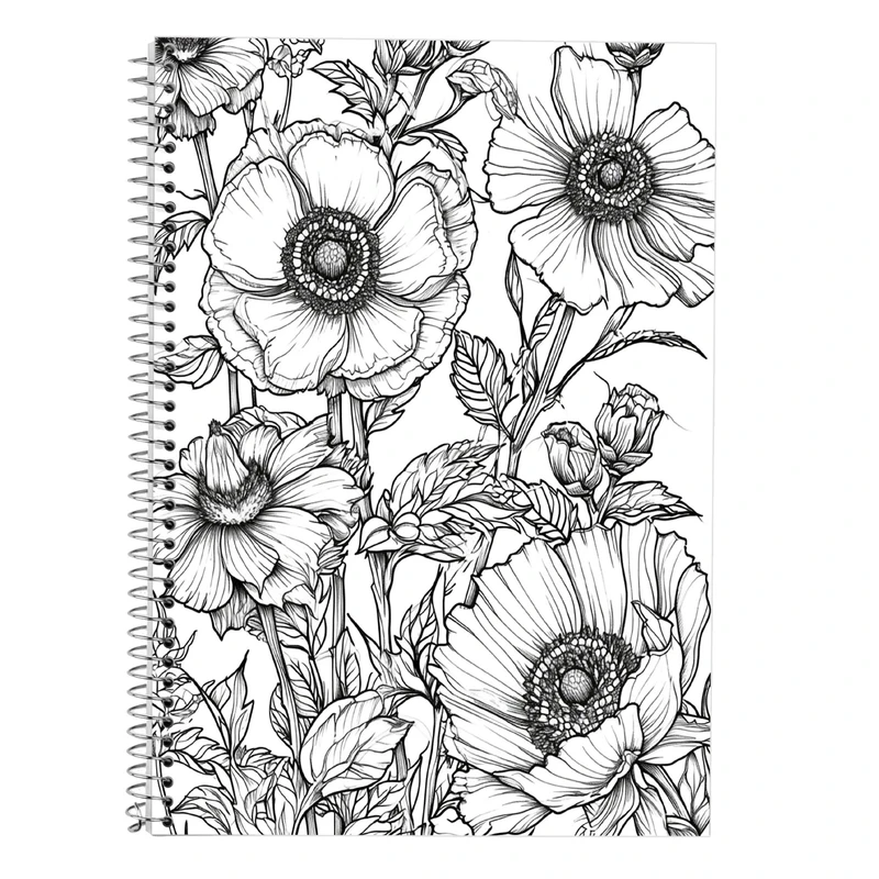 دفتر زبان 50 برگ مدوپد مدل سه خط طرح گل کد DF13827