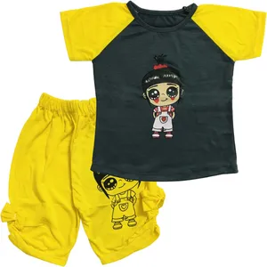 ست تی شرت آستین کوتاه و شلوارک دخترانه مدل دختر A32 کد 0246