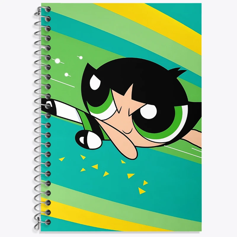 دفتر زبان 50 برگ خندالو مدل سه خط طرح دختران نیرومند (The Powerpuff Girls) کد N4445