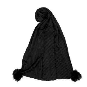 شال زنانه مدل پلیسه نخی پوم پوم دار بهاره 0202