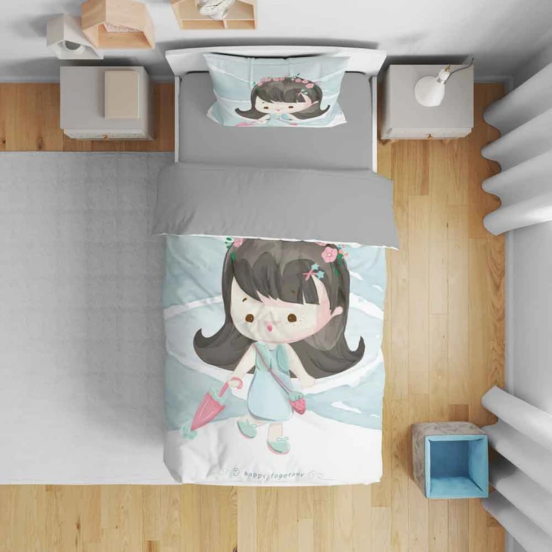 سرویس روتختی نوپه هوم  مدل دخترکوچولو T5862 تک نفره 5 تکه