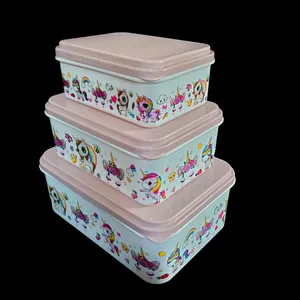 ظرف نگهدارنده مدل مستطیل طرح یونیکورن مجموعه 3 عددی