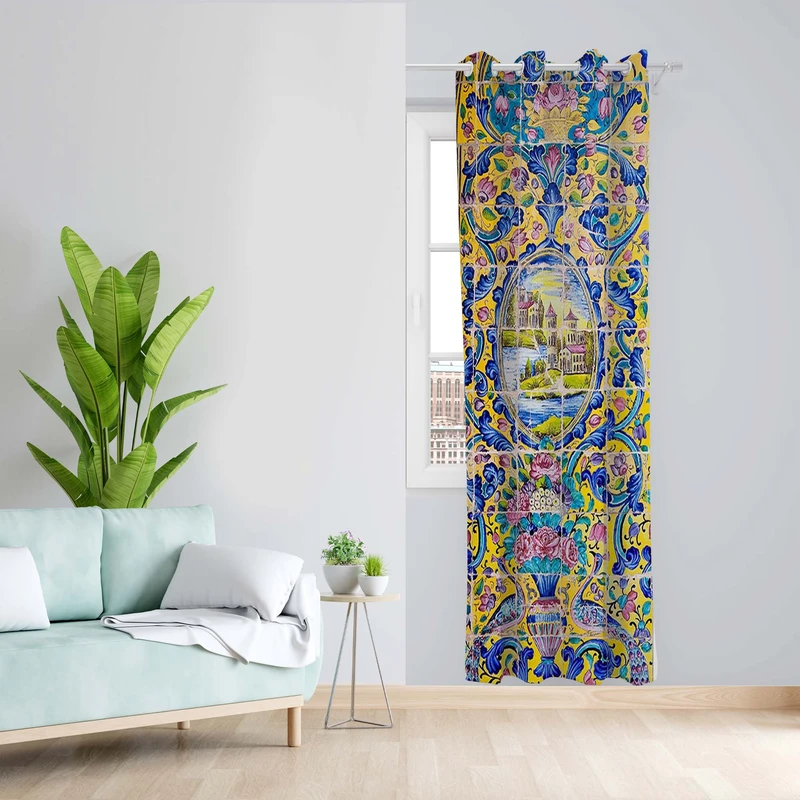 پرده طرح سنتی مدل مخمل پانچی کد 5317L z سایز 140x200 سانتی متر