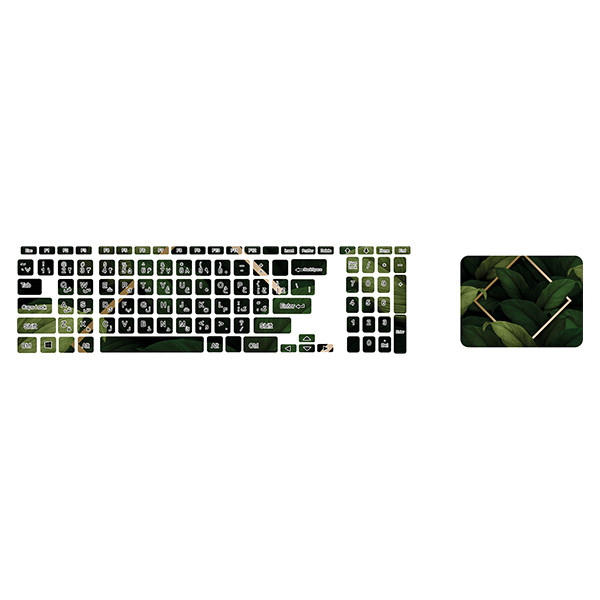 استیکر لپ تاپ توییجین و موییجین طرح Green کد 03 مناسب برای لپ تاپ 15.6 اینچ به همراه برچسب حروف فارسی کیبورد