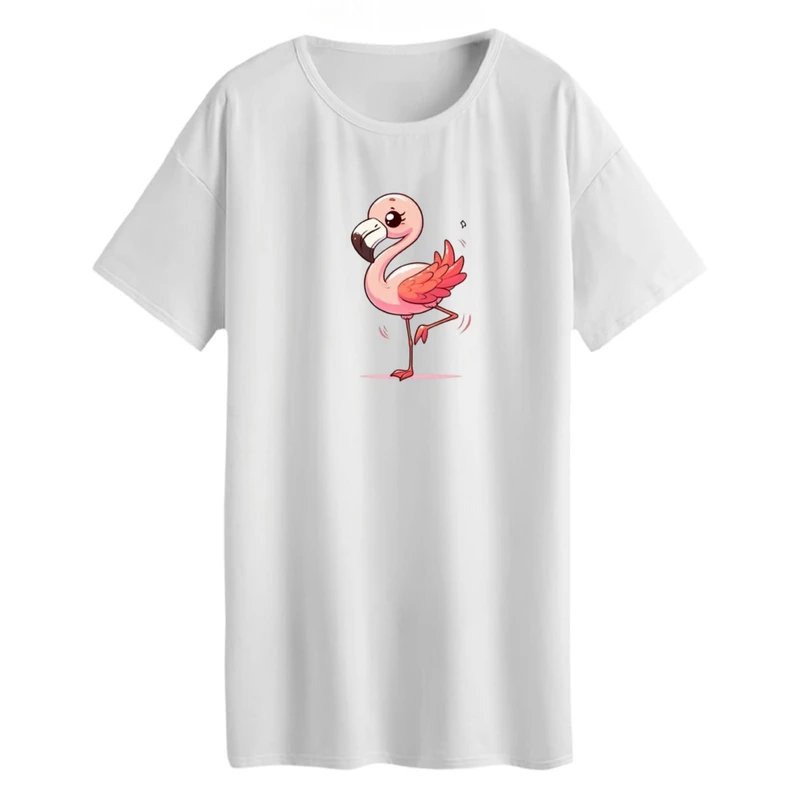 تی شرت لانگ آستین کوتاه زنانه مدل فلامینگو کد 01