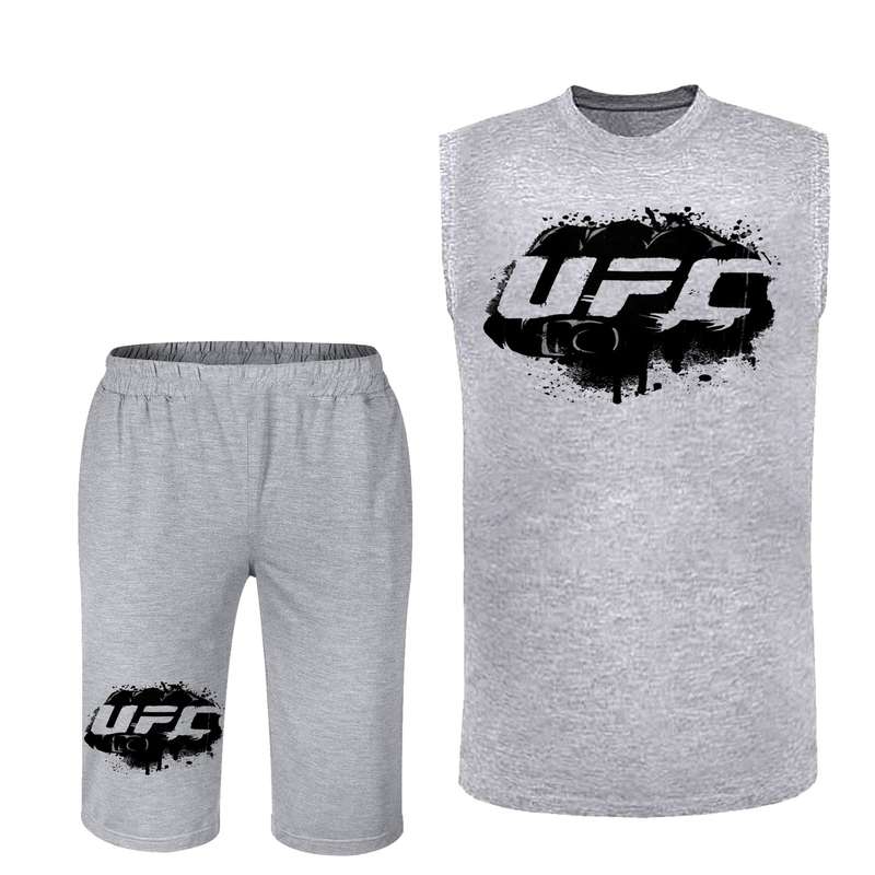 ست تاپ و شلوارک مردانه مدل ufc  کد 160 رنگ طوسی