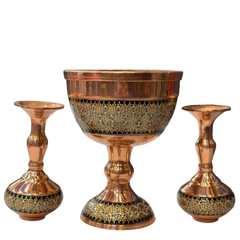 ست سه تکه سنگاب و گلدان خاتم کاری کد st3