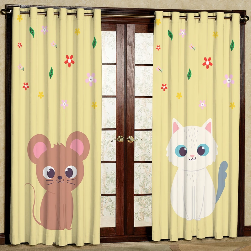 پرده مدل موش و گربه هازان پانچی کد 4868 سایز 140x200 سانتی متر