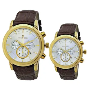 ست ساعت مچی عقربه‌ای کوارتز زنانه و مردانه رومانسون مدل بند فیکس تک موتور ژاپن کد 005